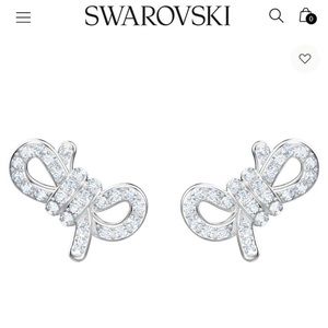 - Swarovski lifelong rhodium plated mini bow earrings